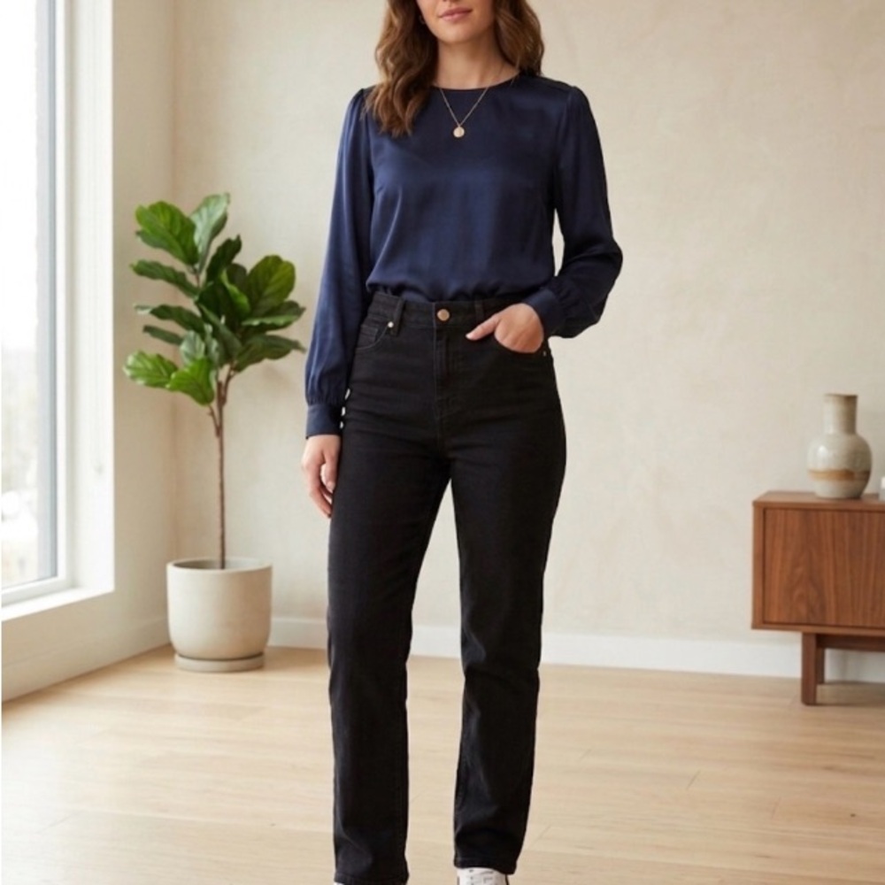 Jeans 14 Oasis High Rise Straight Black